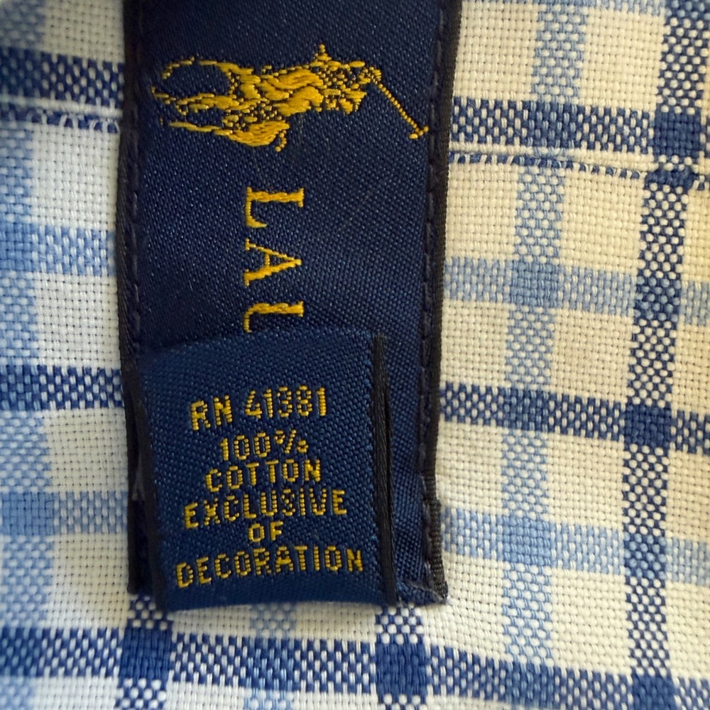 Ralph Lauren Button Down Shirt Mens XL Blue Plaid Long Sleeve Thick Cotton - Picture 6 of 9